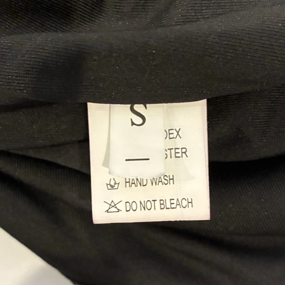 Black Bodycon Ruched Mini Dress Sz S Long Sleeve Deep V-Neck Stretch Cocktail - Picture 3 of 8